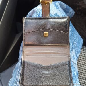 Givenchy Black Leather Bi-Fold Card Wallet with Gold Emblem